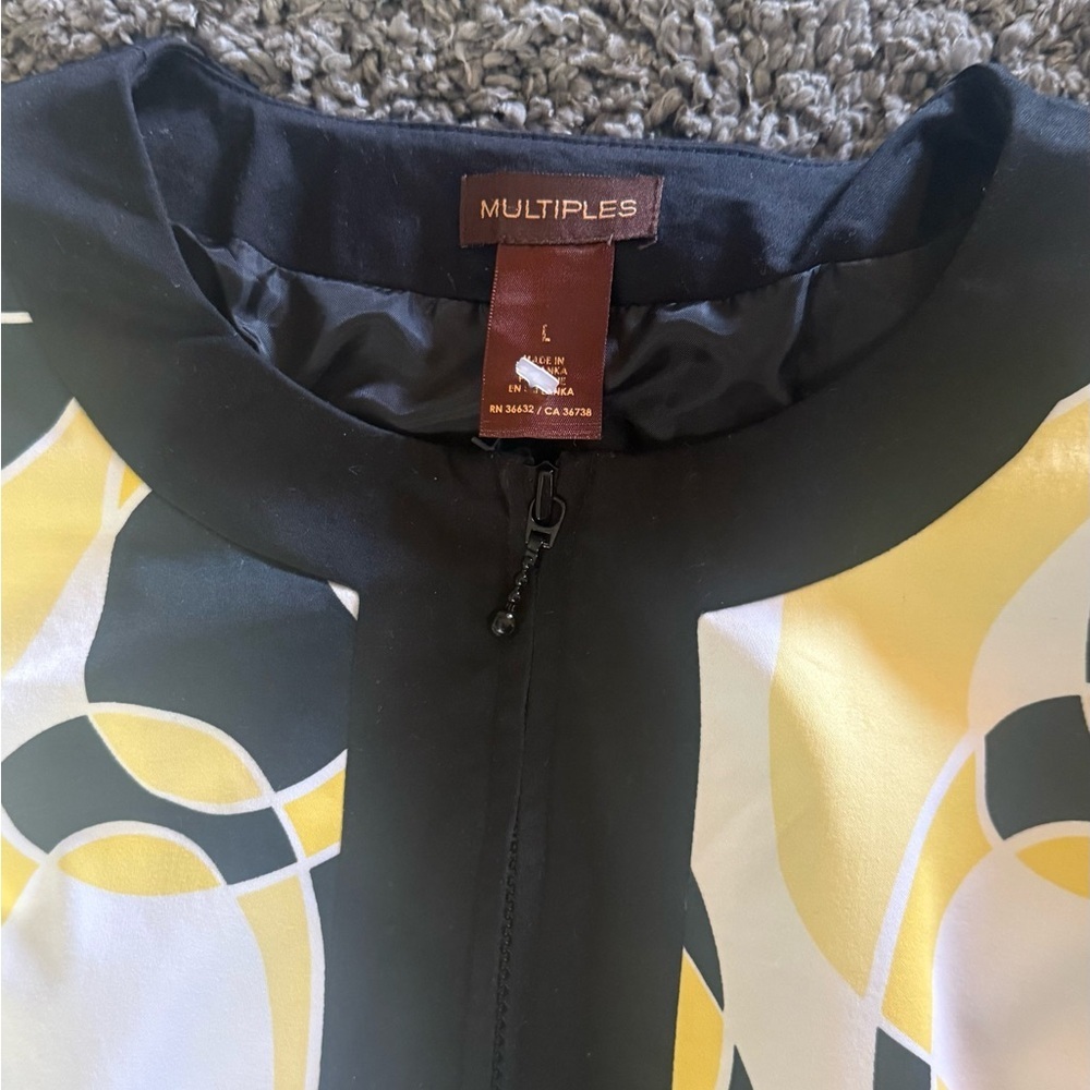 MÚLTIPLES Vintage Style Geometric Print Jacket Size L Yellow Black White women - Picture 6 of 8